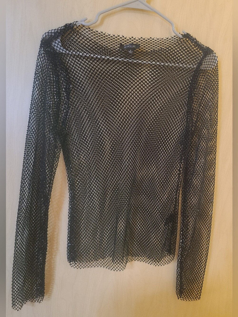 Retroluxe Rhinestone Mesh Top in Size Small